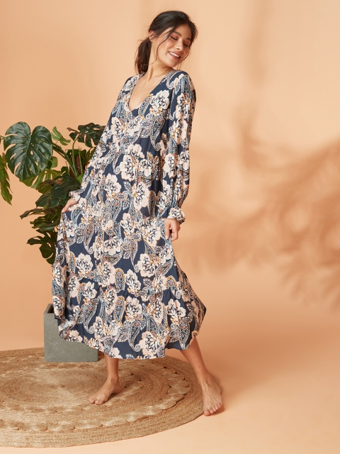

next Women Navy Blue Printed A-Line Dress