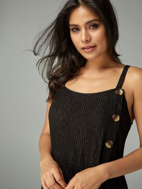 

next Women Black Self Design A-Line Dress