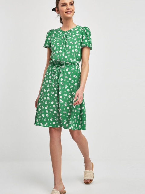 

next Women Green Printed A-Line Dress