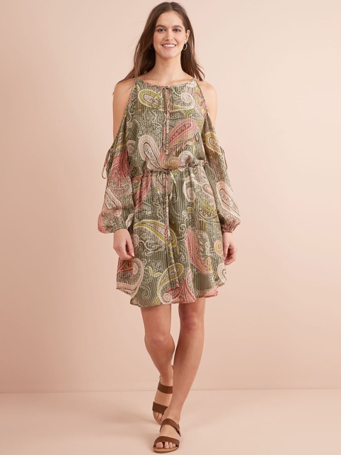 

next Women Khaki Printed Blouson Dress