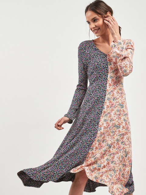 

next Women Navy Blue Printed A-Line Dress