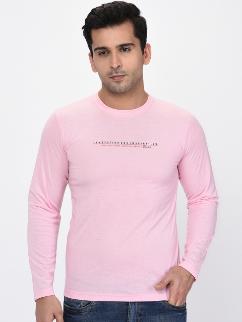 

Okane Men Pink Solid Round Neck T-shirt