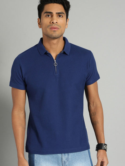 

Roadster Men Blue Solid Indigo Polo Collar T-shirt