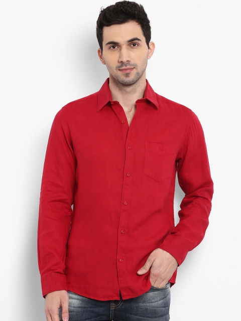 

Mufti Men Red Slim Fit Solid Casual Linen Shirt