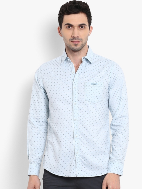 

Mufti Men Turquoise Blue Slim Fit Printed Casual Shirt