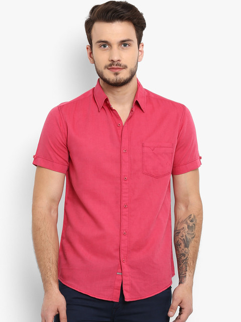 

Mufti Men Pink Slim Fit Solid Casual Shirt