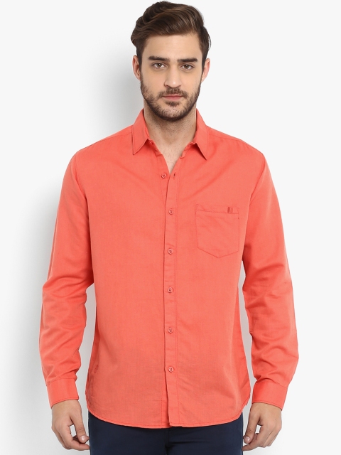 

Mufti Men Peach-Coloured Slim Fit Solid Casual Shirt