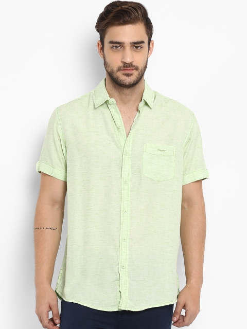 

Mufti Men Green Slim Fit Self Design Casual Shirt