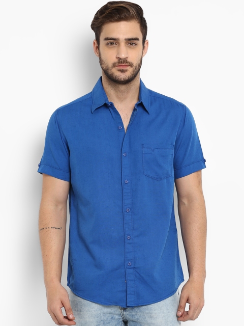 

Mufti Men Blue Slim Fit Solid Casual Shirt