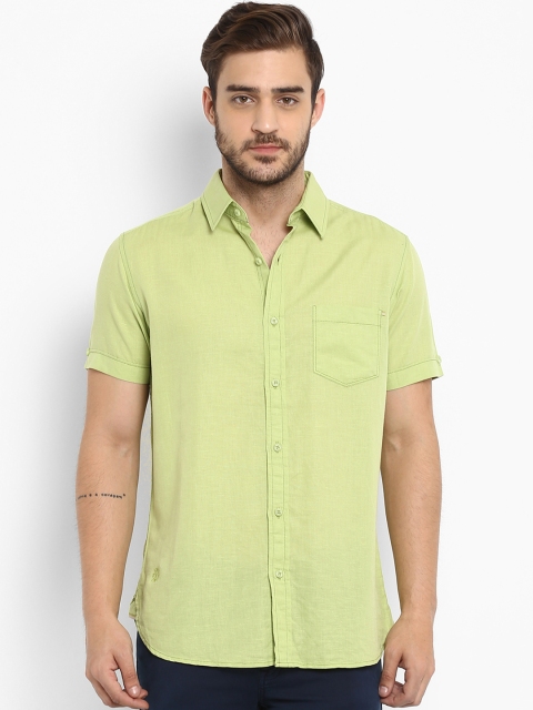 

Mufti Men Lime Green Slim Fit Solid Casual Shirt