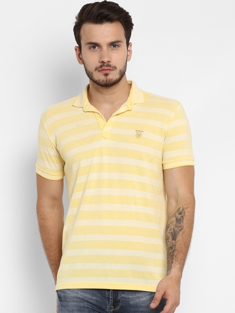 

Mufti Men Yellow Striped Polo Collar T-shirt