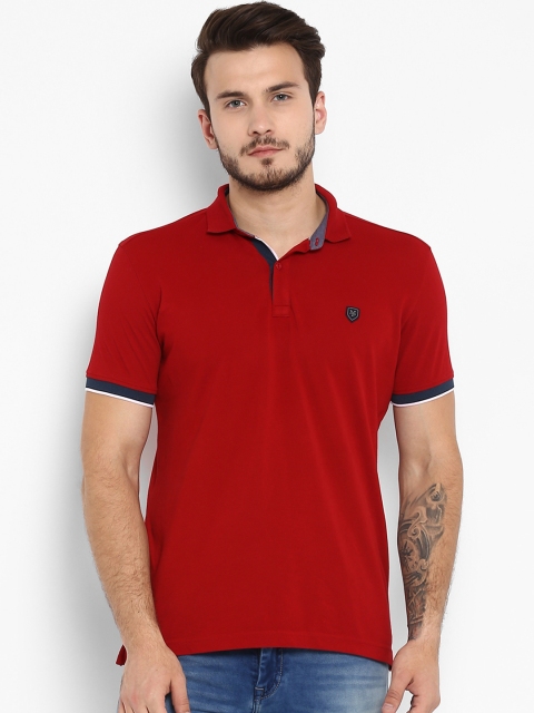 

Mufti Men Red Solid Polo Collar T-shirt