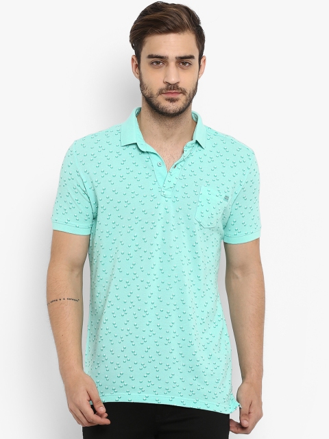 

Mufti Men Green Printed Polo Collar T-shirt