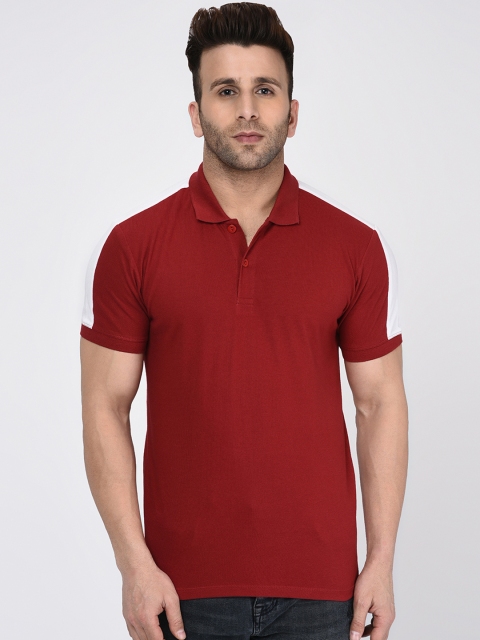 

WILD WEST Men Red Solid Polo Collar T-shirt
