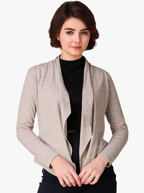 

Texco Women Beige Solid Open Front Shrug