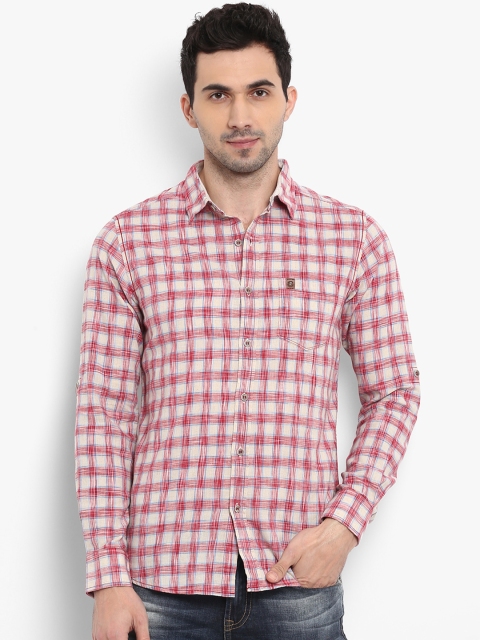 

Mufti Men Red & Off-White Slim Fit Checked Casual Shirt