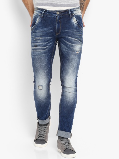 

Mufti Men Blue Skinny Fit Mid-Rise Mildly Distressed Stretchable Jeans