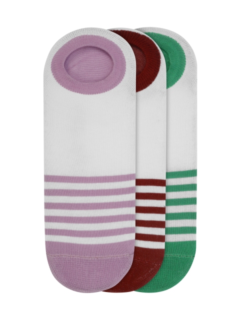 

JUMP USA Women Pack of 3 White Striped Shoe Liners