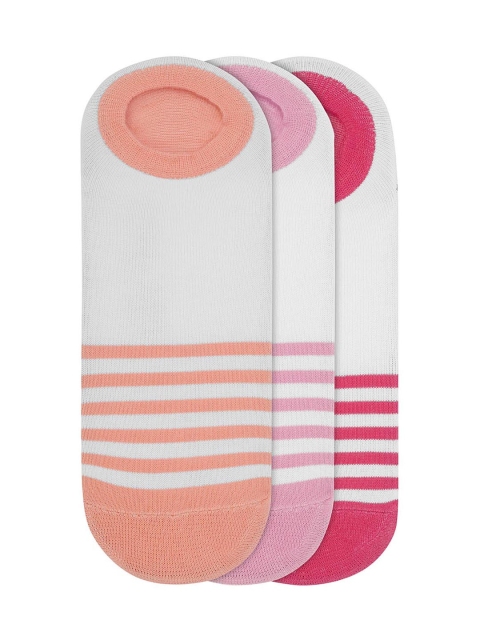 

JUMP USA Women Pack of 3 White Striped Shoe Liners