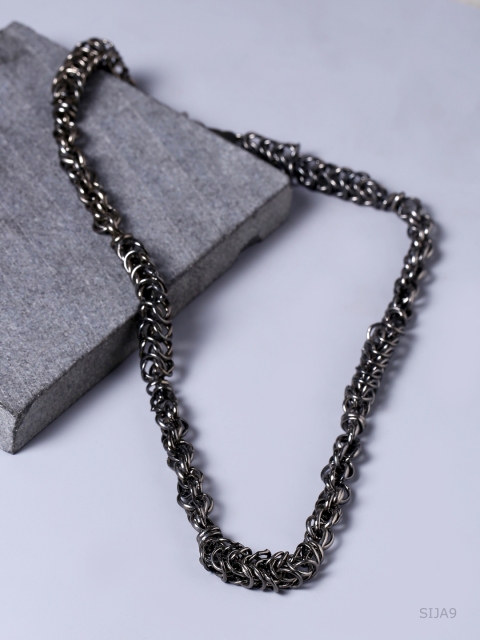 

Dare by Voylla Men Rhodium-Plated Black Handcrafted Chain