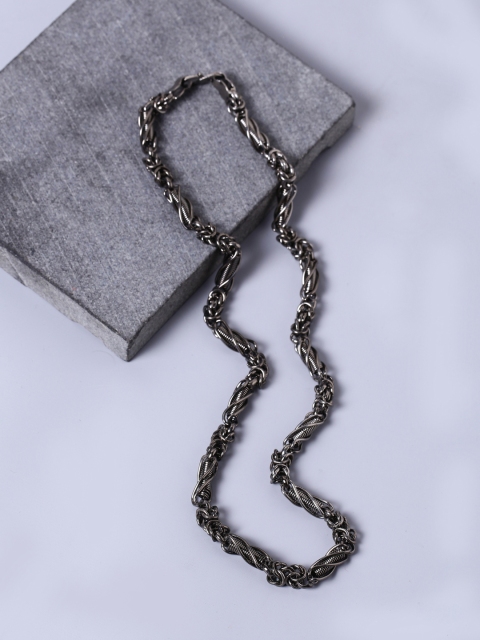 

Dare by Voylla Men Rhodium-Plated & Black Handcrafted Chain