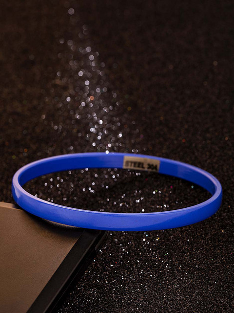 

Dare by Voylla Rhodium-Plated Blue Handcrafted Kada Bracelet