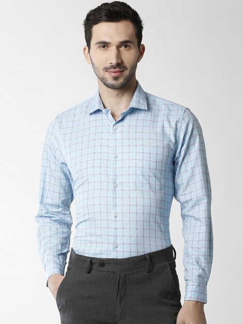 

Peter England Elite Men Blue Regular Fit Checked Formal Shirt