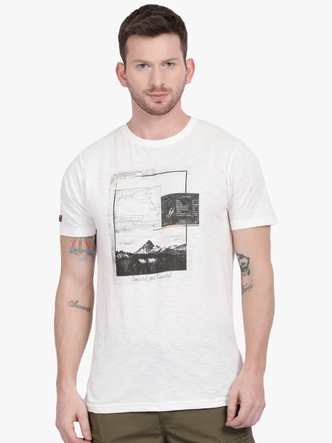 

t-base Men Off-White Printed Round Neck T-shirt