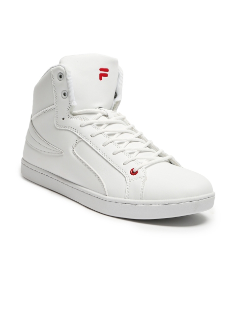 

FILA Men White Solid Synthetic Mid-Top Sneakers