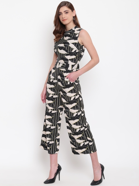 

The Gud Look Black & White Printed Culotte Jumpsuit