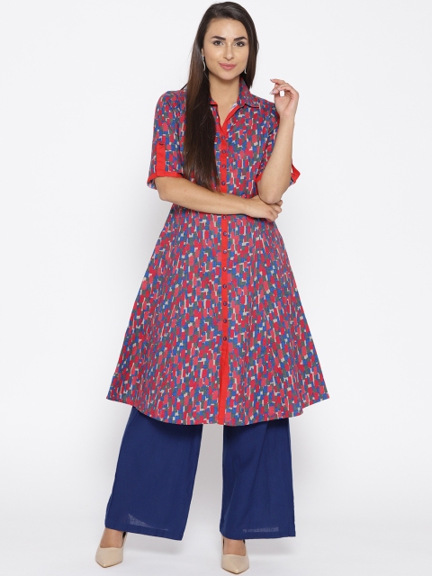 

Ayaany Women Multicoloured Printed A-Line Kurta, Multi