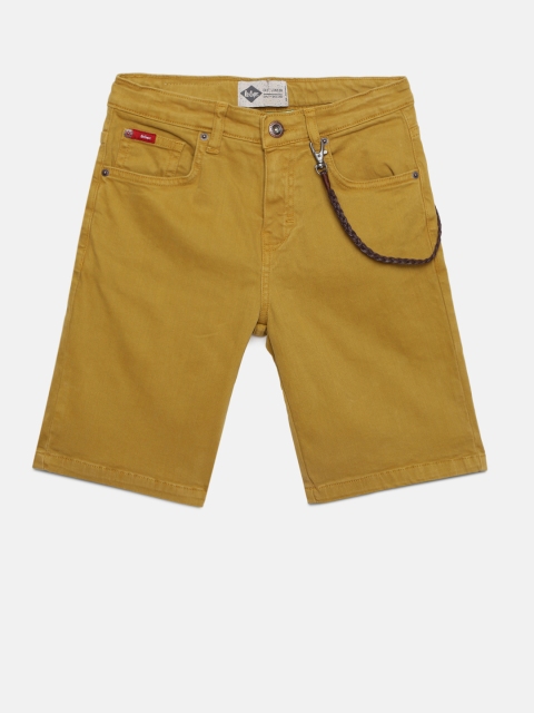 

Lee Cooper Boys Mustard Yellow Solid Classic Slim Fit Regular Shorts
