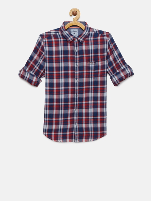 

Lee Cooper Boys Red & Blue Regular Fit Checked Casual Shirt