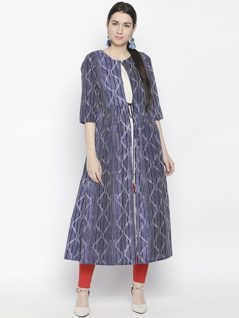 

RANGMANCH BY PANTALOONS Women Blue Printed A-Line Kurta