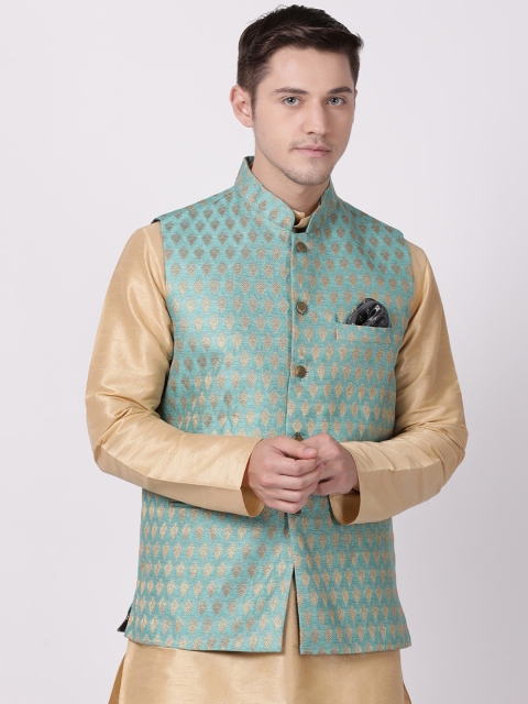 

TABARD Men Green Woven Design Nehru Jacket