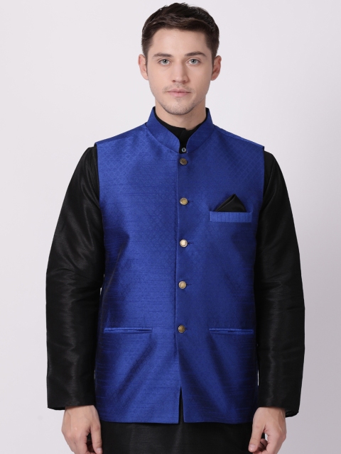 

TABARD Men Blue Woven Design Nehru Jacket