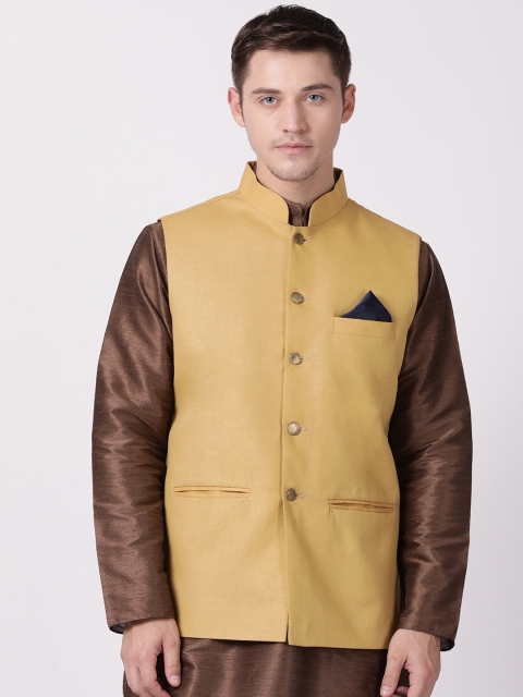 

TABARD Men Beige Solid Woven Nehru Jacket