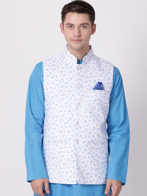 

TABARD Men White Printed Woven Nehru Jacket