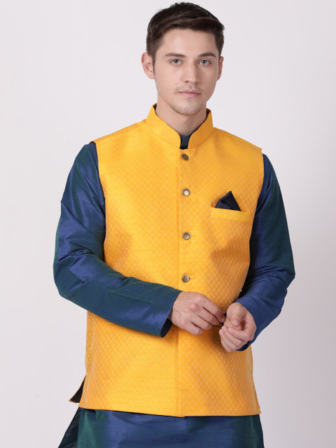 

TABARD Men Yellow Woven Design Nehru Jacket