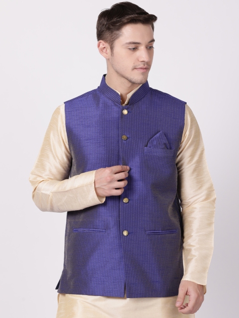 

TABARD Men Purple Woven Design Nehru Jacket