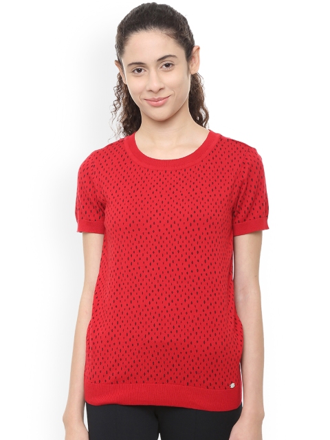 

Allen Solly Woman Self Design Red Printed Top