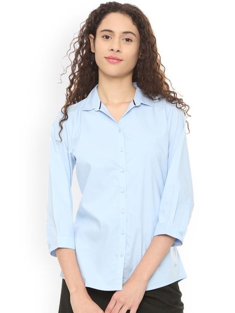 

Allen Solly Woman Blue Solid Shirt Style Top