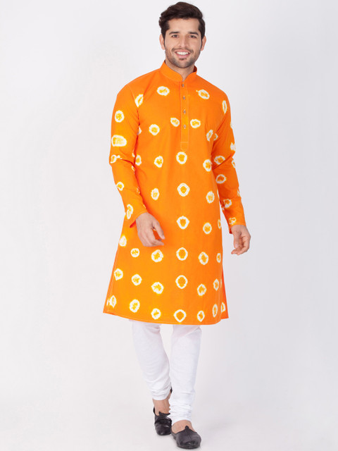 

VASTRAMAY Men Orange Dyed Straight Kurta
