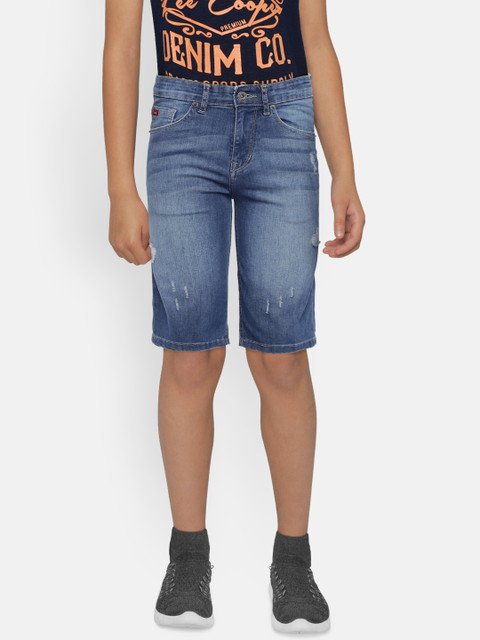 

Lee Cooper Boys Blue Solid Regular Fit Denim Shorts