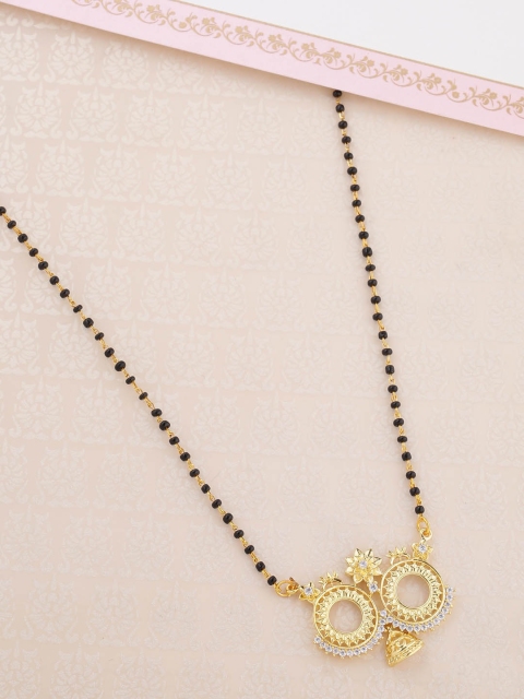 

Voylla Women Gold-Plated & Black Beaded Mangalsutra