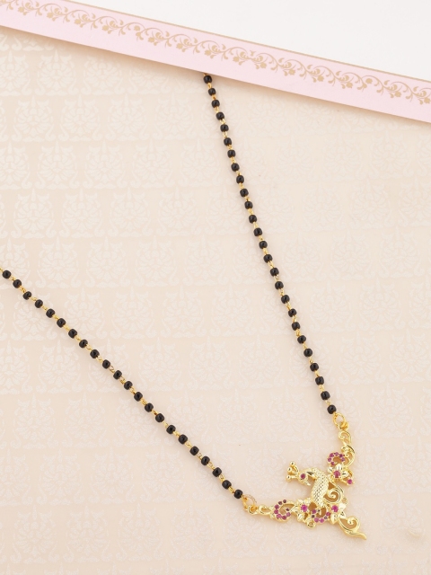 

Voylla Women Gold-Plated & Black Beaded Mangalsutra