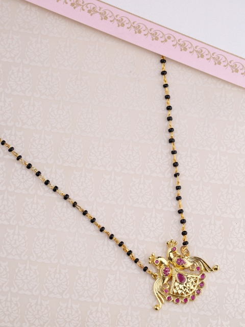 

Voylla Women Gold-Plated & Black Beaded Mangalsutra