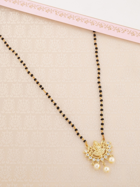 

Voylla Women Gold-Plated & Black Beaded Mangalsutra