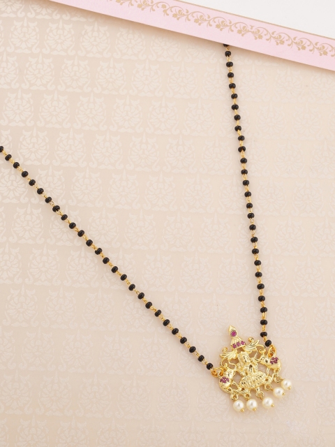 

Voylla Women Gold-Plated & Black Beaded Mangalsutra