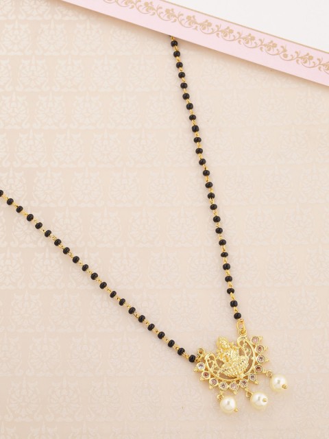 

Voylla Women Gold-Plated & Black Beaded Mangalsutra